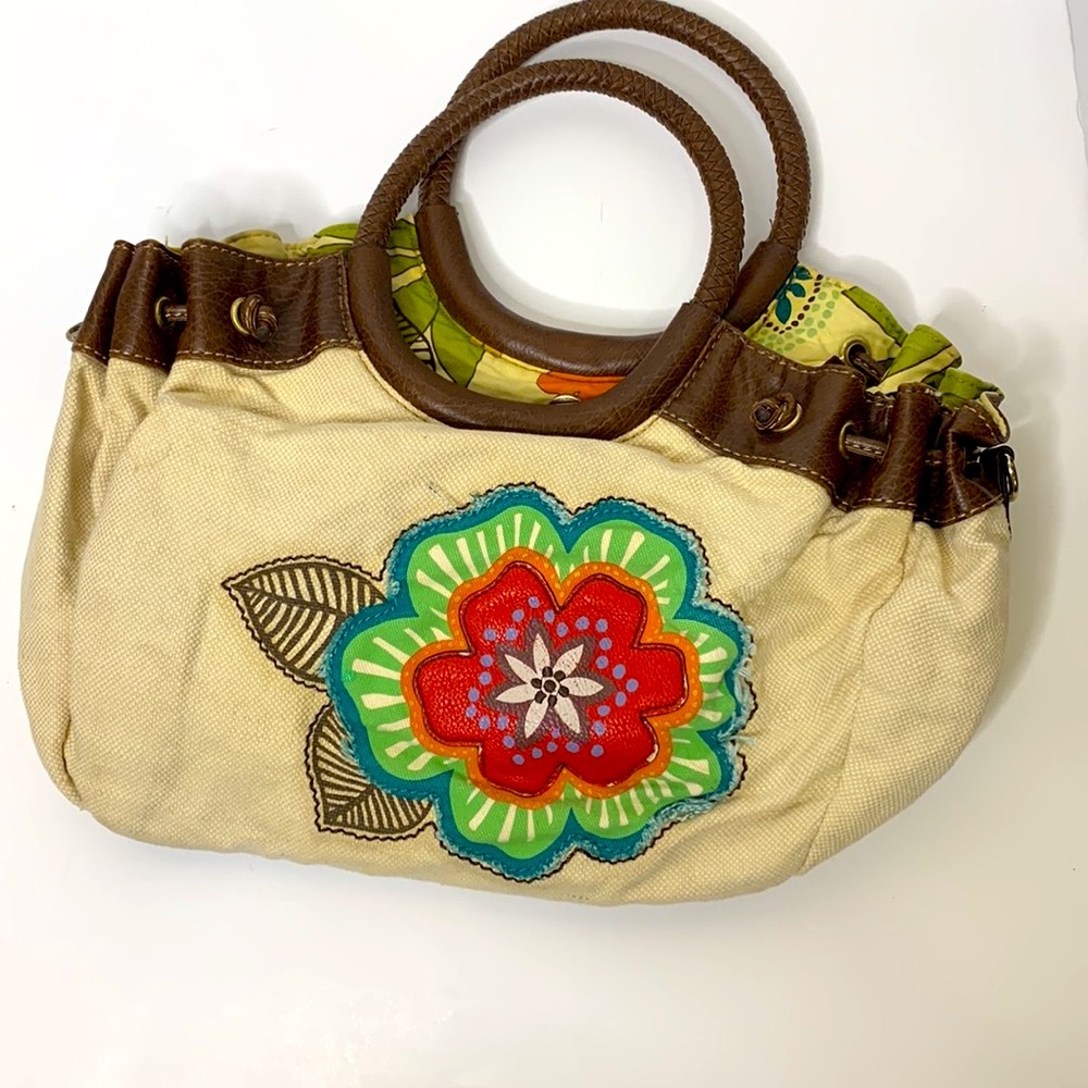 Relic | Canvas Floral Flower One Side RELIC On Other | Brown Rope around Handle